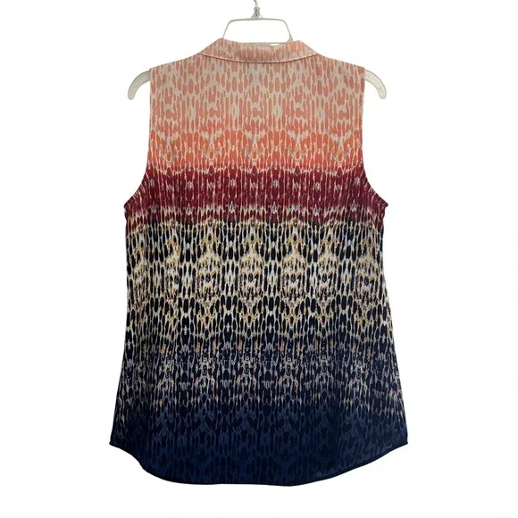 Cabi Sleeveless‎ Collared Top Womens Medium Cheetah Print Ombre Button Up - B6 - Picture 3 of 9
